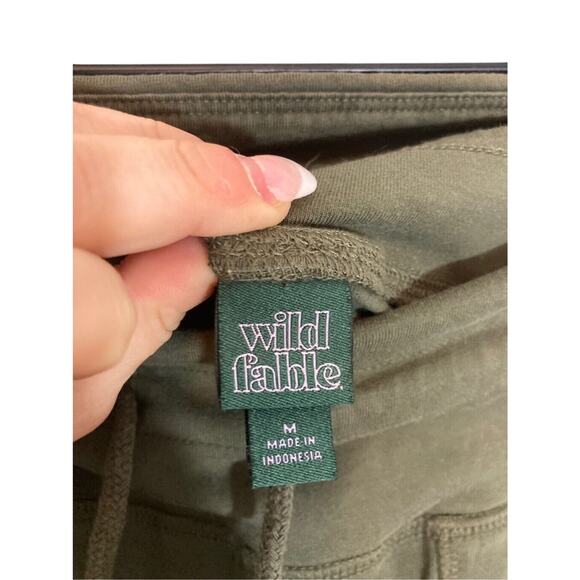 Wild Fable Army Green Slouchy Comfy Knit Cotton Joggers - Picture 3 of 4